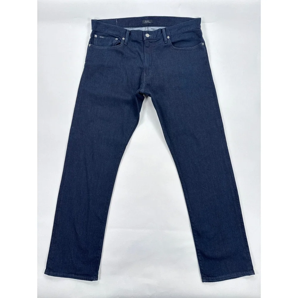 Polo Ralph Lauren Mens Jeans 36x32 Blue Hampton Relaxed Straight Classic Dark